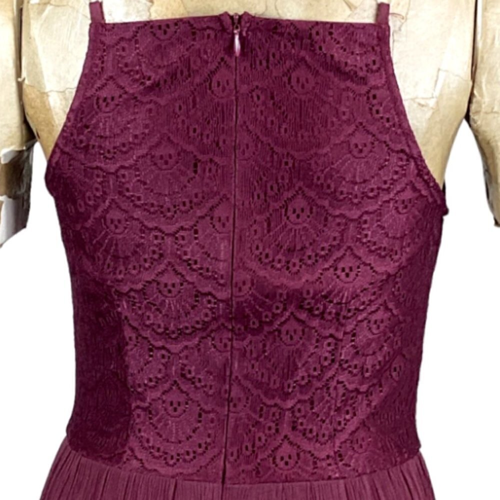 Self Esteem Sleeveless Long Maxi Dress Lace Bodice S Burgundy #248A - Picture 8 of 10